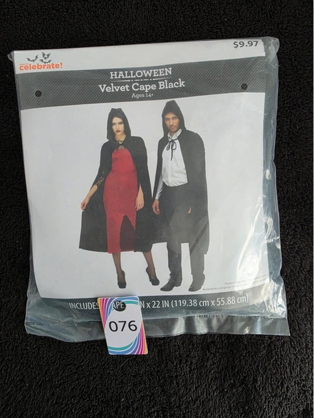 Way to Celebrate Halloween black velvet hooded cape costume ages 14+